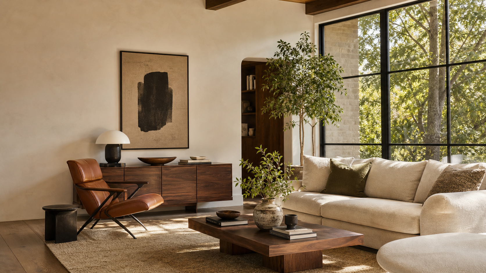 Warm, modern living room